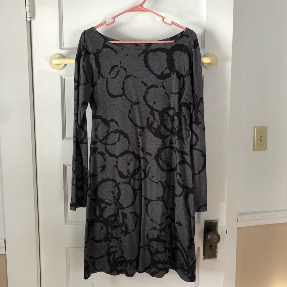 Black and Grey Long Sleeve Dress